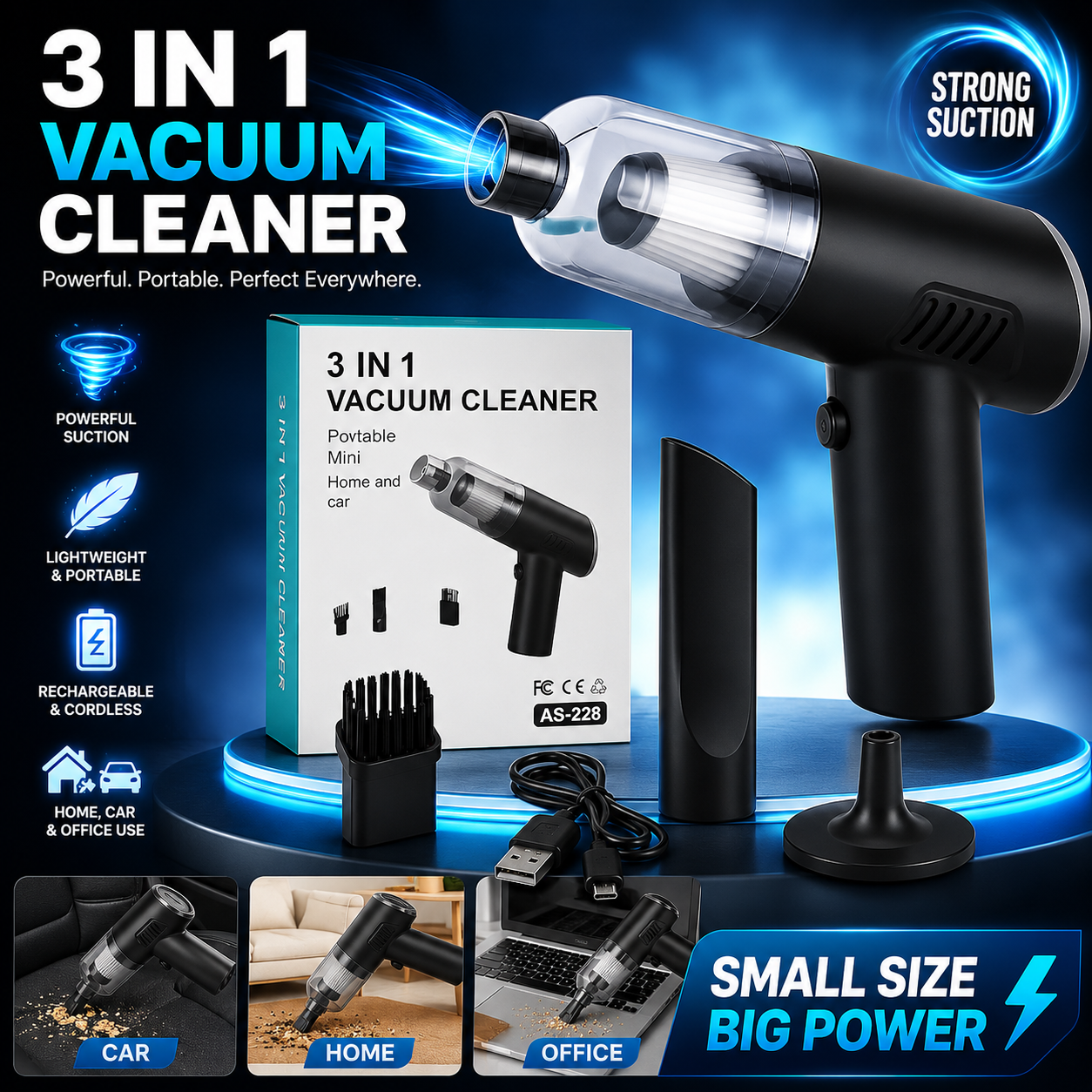 Mini Portable  3-in-1 Vacuum Cleaner